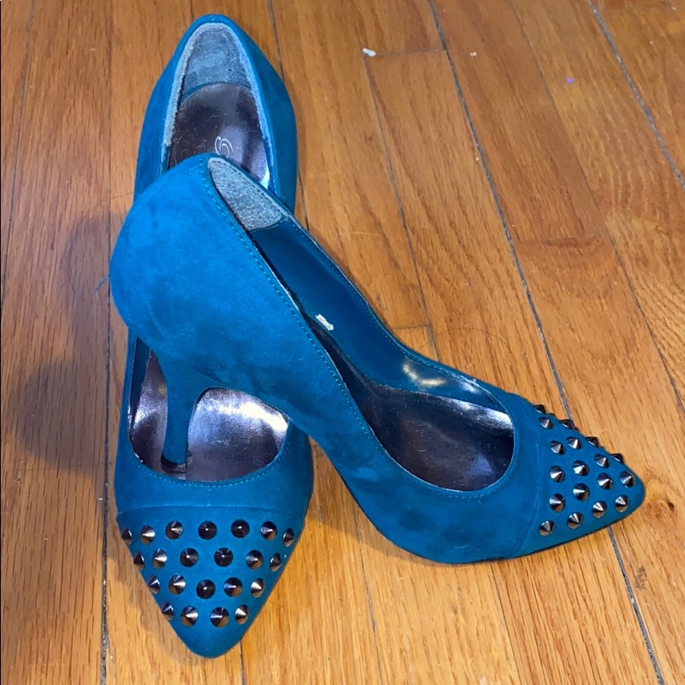 Dark Teal Spiked Stilettos